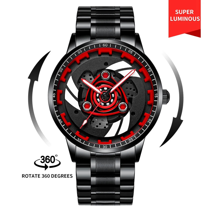 NEKTOM VIP Client Steel Strap Luminous Spinning Car Wheel Watch