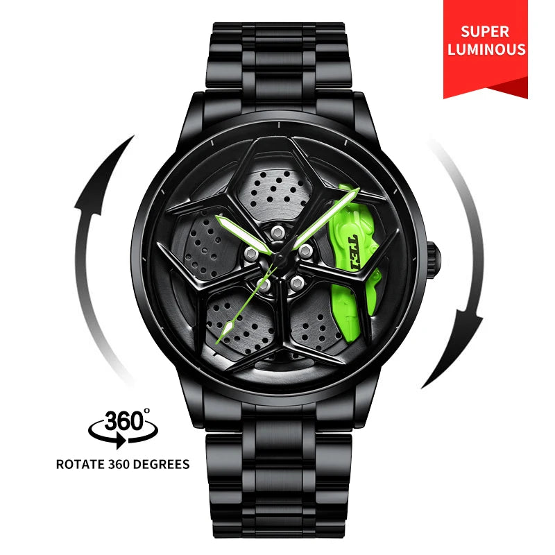 NEKTOM VIP Client Steel Strap Luminous Spinning Car Wheel Watch