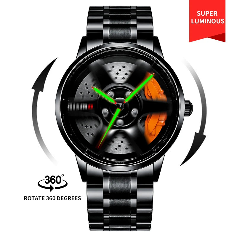 NEKTOM VIP Client Steel Strap Luminous Spinning Car Wheel Watch