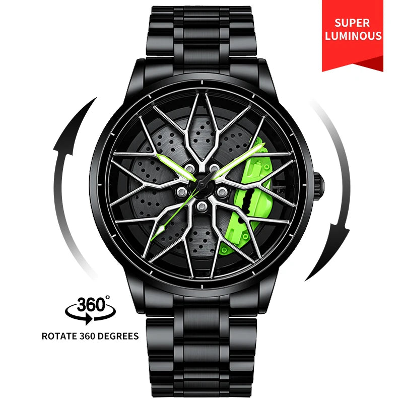 NEKTOM VIP Client Steel Strap Luminous Spinning Car Wheel Watch