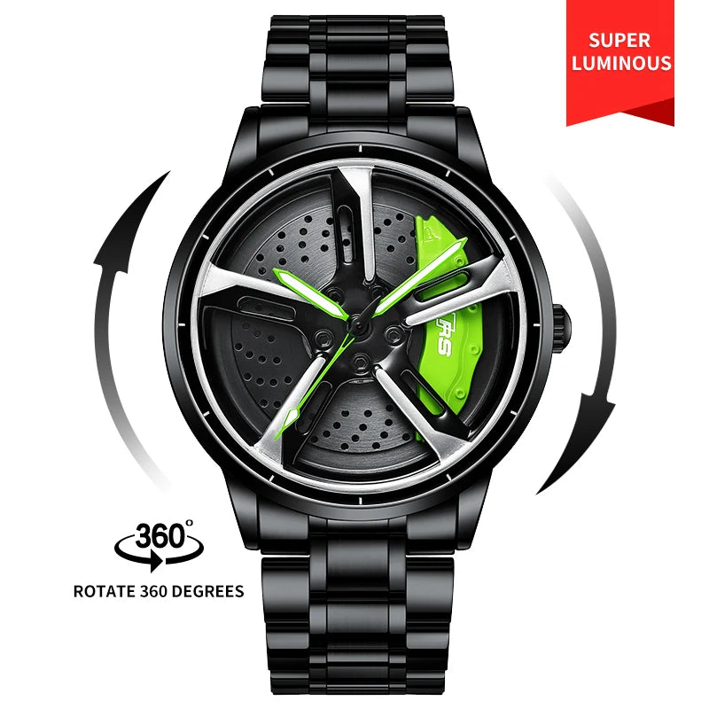 NEKTOM VIP Client Steel Strap Luminous Spinning Car Wheel Watch