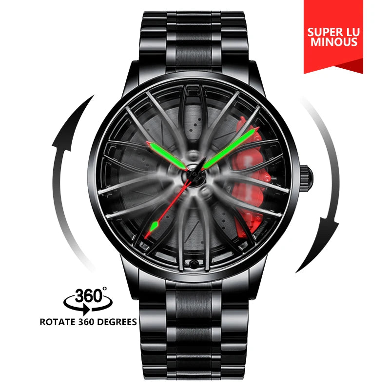 NEKTOM VIP Client Steel Strap Luminous Spinning Car Wheel Watch