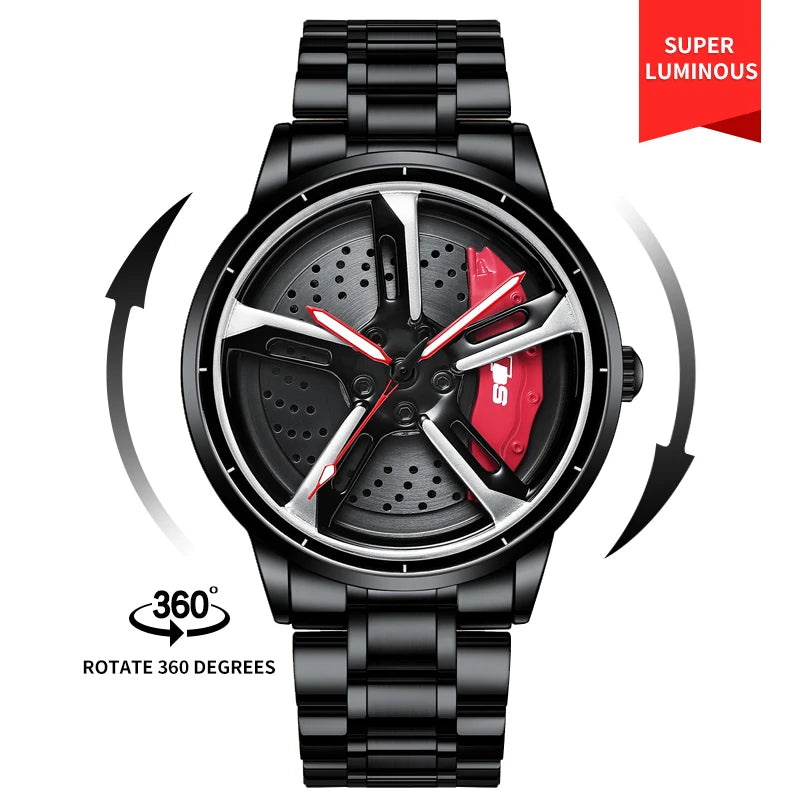 NEKTOM VIP Client Steel Strap Luminous Spinning Car Wheel Watch