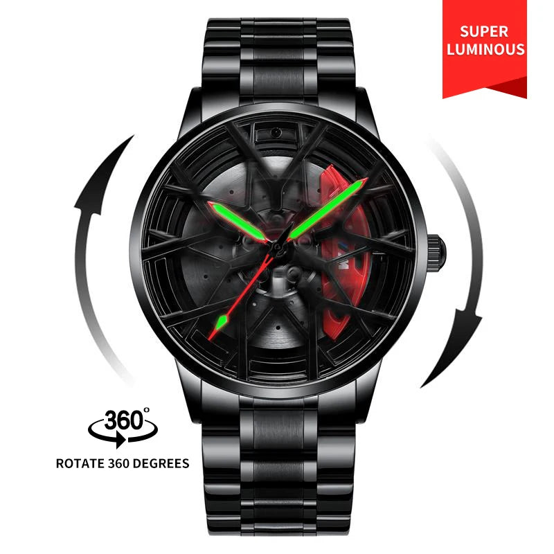 NEKTOM VIP Client Steel Strap Luminous Spinning Car Wheel Watch