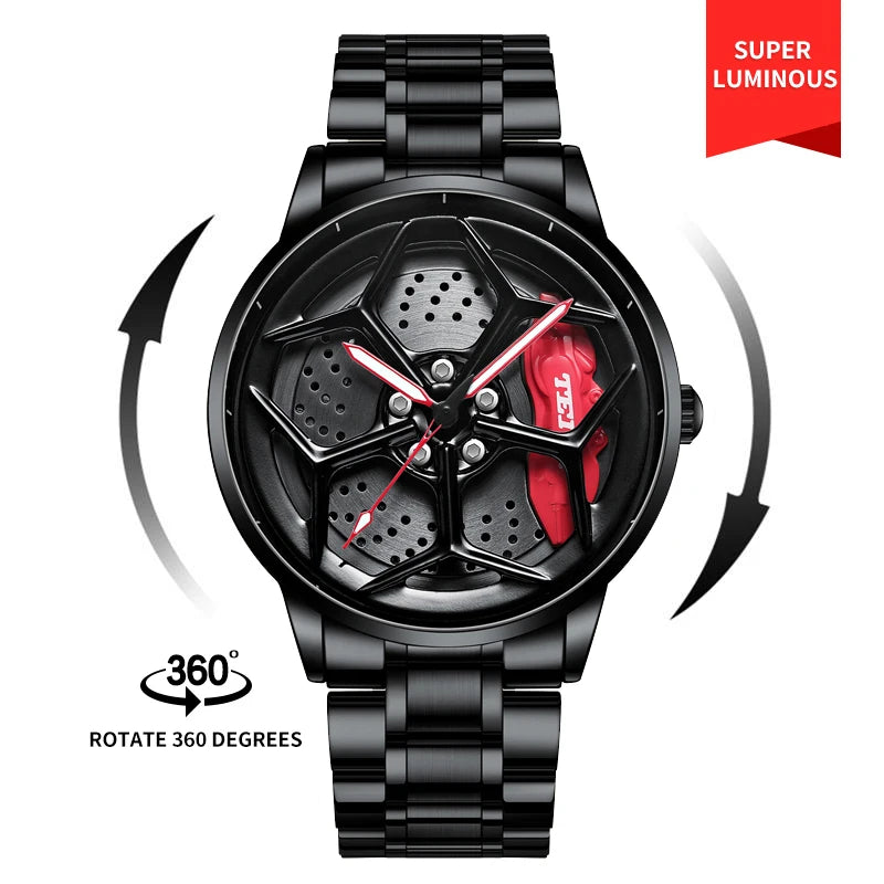 NEKTOM VIP Client Steel Strap Luminous Spinning Car Wheel Watch