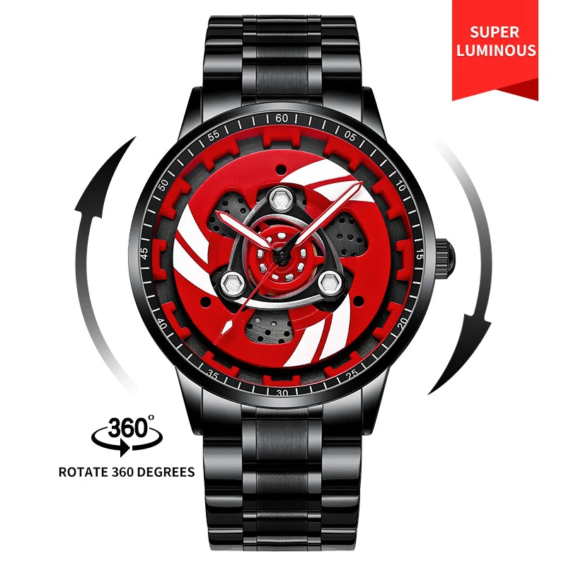 NEKTOM VIP Client Steel Strap Luminous Spinning Car Wheel Watch