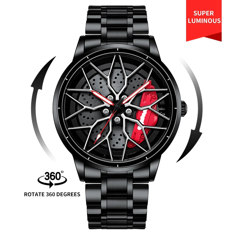 NEKTOM VIP Client Steel Strap Luminous Spinning Car Wheel Watch