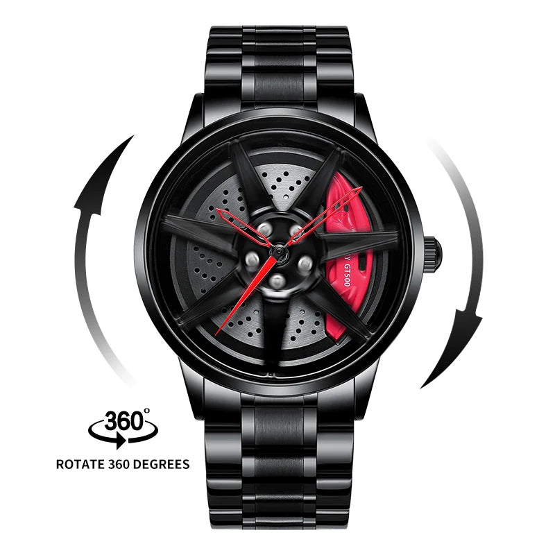 NEKTOM VIP Client Steel Strap Luminous Spinning Car Wheel Watch