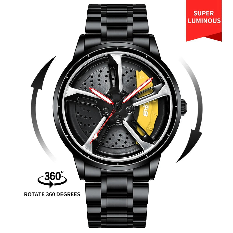 NEKTOM VIP Client Steel Strap Luminous Spinning Car Wheel Watch
